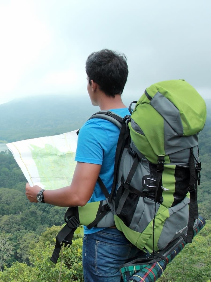 back-packing with map