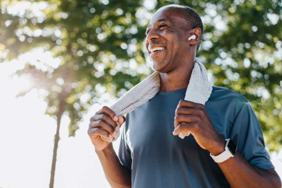 man happy with bladder health
